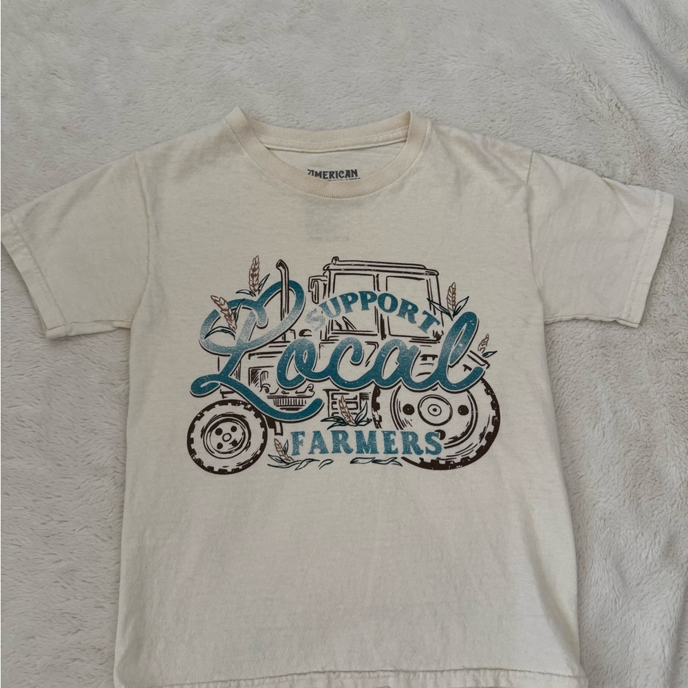 American Cream Tractor Graphic Kids T-Shirt